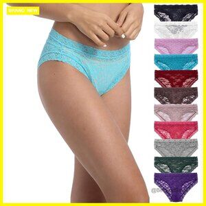 Seamless Lace Bikini Panties Pack of 8, Low Rise, Tagless, Stretchy